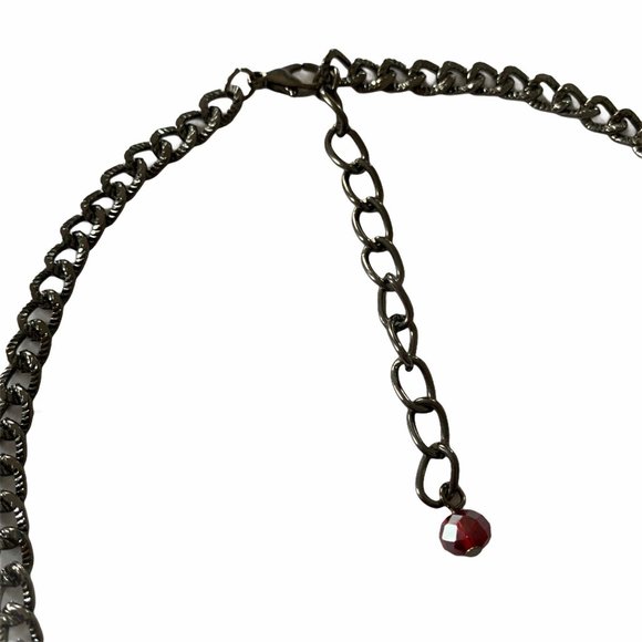 Red Beaded Statement Waterfall Adjustable Necklace - Picture 6 of 8